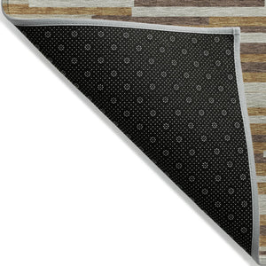 Homeroots 3' Brown And Ivory Striped Washable Area Rug - Stylish Comfort For Indoor And Outdoor Spaces 9' X 12' Polyester 593136