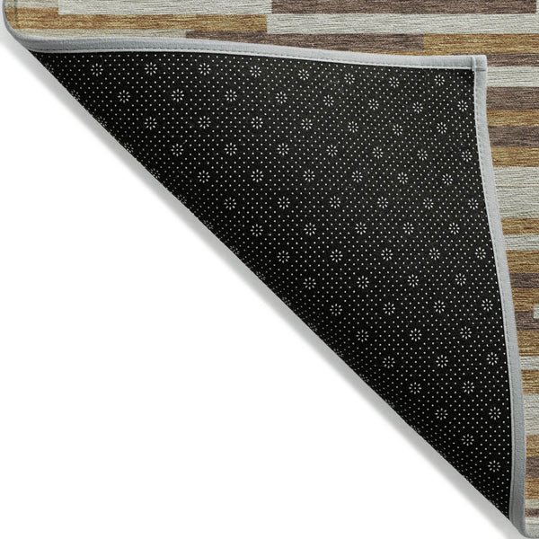 Homeroots 3' Brown And Ivory Striped Washable Area Rug - Stylish Comfort For Indoor And Outdoor Spaces 9' X 12' Polyester 593136