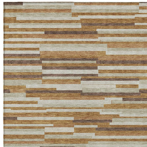 Homeroots 3' Brown And Ivory Striped Washable Area Rug - Stylish Comfort For Indoor And Outdoor Spaces 9' X 12' Polyester 593136