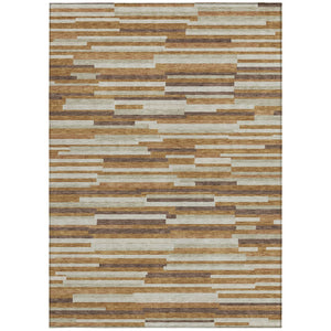 Homeroots 3' Brown And Ivory Striped Washable Area Rug - Stylish Comfort For Indoor And Outdoor Spaces 10' X 14' Polyester 593137