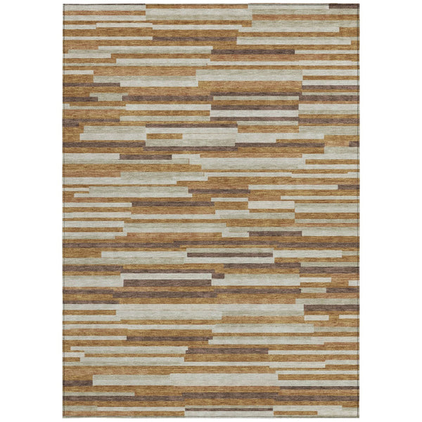 Homeroots 3' Brown And Ivory Striped Washable Area Rug - Stylish Comfort For Indoor And Outdoor Spaces 10' X 14' Polyester 593137