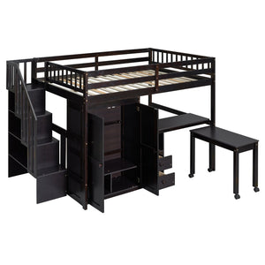 English Elm Queen Murphy Bed with Integrated Desk Cabinet Shelves Space Saving Studio Solution Espresso N708S00014P