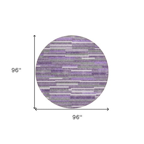 Homeroots 3' Brown And Ivory Striped Washable Area Rug - Stylish Comfort For Indoor And Outdoor Spaces 8' Round Polyester 593140