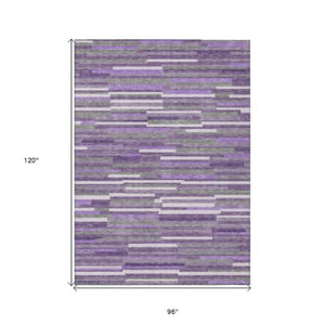 Homeroots 3' Brown And Ivory Striped Washable Area Rug - Stylish Comfort For Indoor And Outdoor Spaces 8' X 10' Polyester 593141