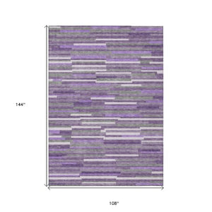 Homeroots 3' Brown And Ivory Striped Washable Area Rug - Stylish Comfort For Indoor And Outdoor Spaces 9' X 12' Polyester 593142