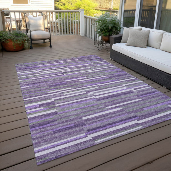 Homeroots 3' Brown And Ivory Striped Washable Area Rug - Stylish Comfort For Indoor And Outdoor Spaces 9' X 12' Polyester 593142