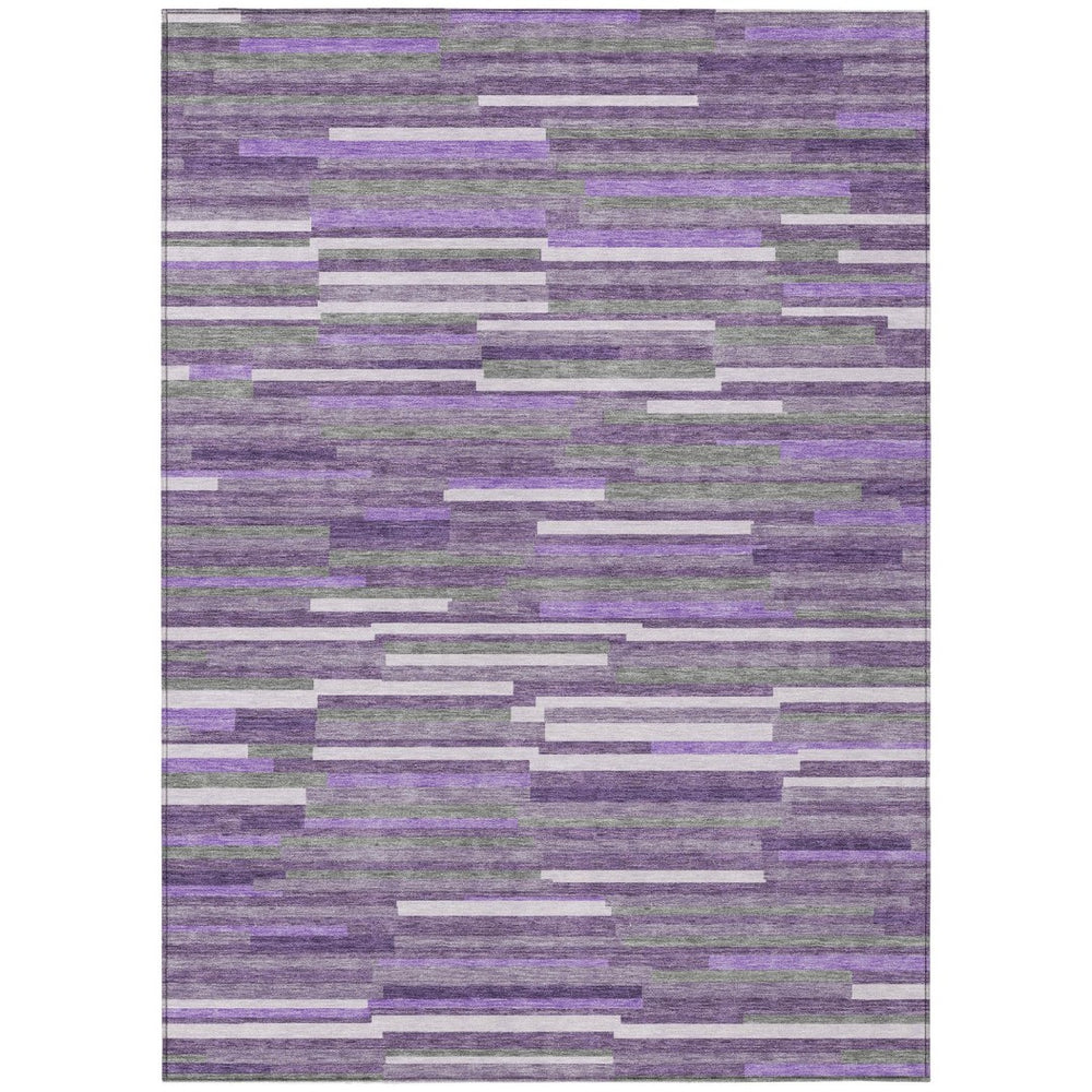 HomeRoots 9' Durable Purple and Gray Striped Washable Area Rug for Indoor and Outdoor Use - Easy Care & Stylish 9' X 12' 593142