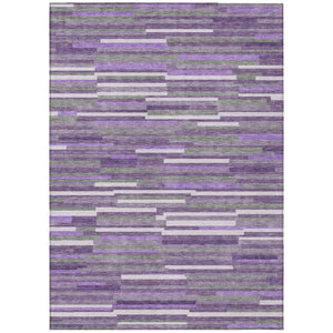 HomeRoots 9' Durable Purple and Gray Striped Washable Area Rug for Indoor and Outdoor Use - Easy Care & Stylish 9' X 12' 593142