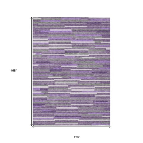 Homeroots 3' Brown And Ivory Striped Washable Area Rug - Stylish Comfort For Indoor And Outdoor Spaces 10' X 14' Polyester 593143