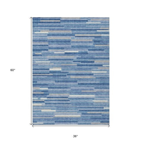 Homeroots 3' Brown And Ivory Striped Washable Area Rug - Stylish Comfort For Indoor And Outdoor Spaces 3' X 5' Polyester 593144