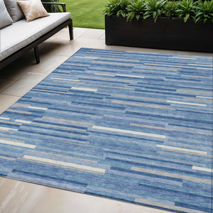 Homeroots 3' Brown And Ivory Striped Washable Area Rug - Stylish Comfort For Indoor And Outdoor Spaces 5' X 8' Polyester 593145