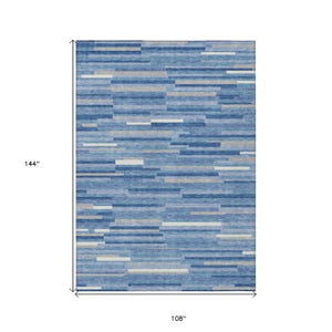 Homeroots 3' Brown And Ivory Striped Washable Area Rug - Stylish Comfort For Indoor And Outdoor Spaces 9' X 12' Polyester 593148