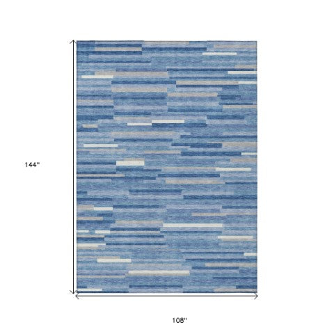 Homeroots 3' Brown And Ivory Striped Washable Area Rug - Stylish Comfort For Indoor And Outdoor Spaces 9' X 12' Polyester 593148