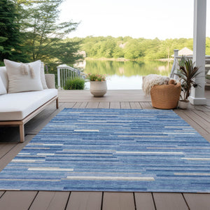 Homeroots 3' Brown And Ivory Striped Washable Area Rug - Stylish Comfort For Indoor And Outdoor Spaces 9' X 12' Polyester 593148