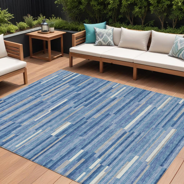 Homeroots 3' Brown And Ivory Striped Washable Area Rug - Stylish Comfort For Indoor And Outdoor Spaces 10' X 14' Polyester 593149