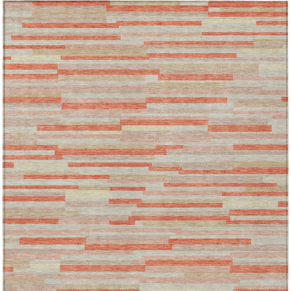 Homeroots 3' Brown And Ivory Striped Washable Area Rug - Stylish Comfort For Indoor And Outdoor Spaces 5' X 8' Polyester 593151