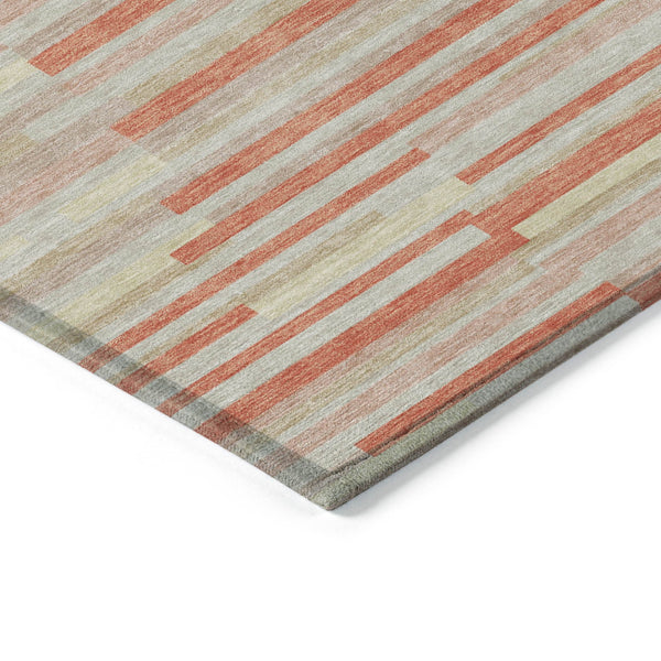 Homeroots 3' Brown And Ivory Striped Washable Area Rug - Stylish Comfort For Indoor And Outdoor Spaces 5' X 8' Polyester 593151