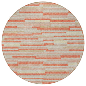 Homeroots 3' Brown And Ivory Striped Washable Area Rug - Stylish Comfort For Indoor And Outdoor Spaces 8' Round Polyester 593152