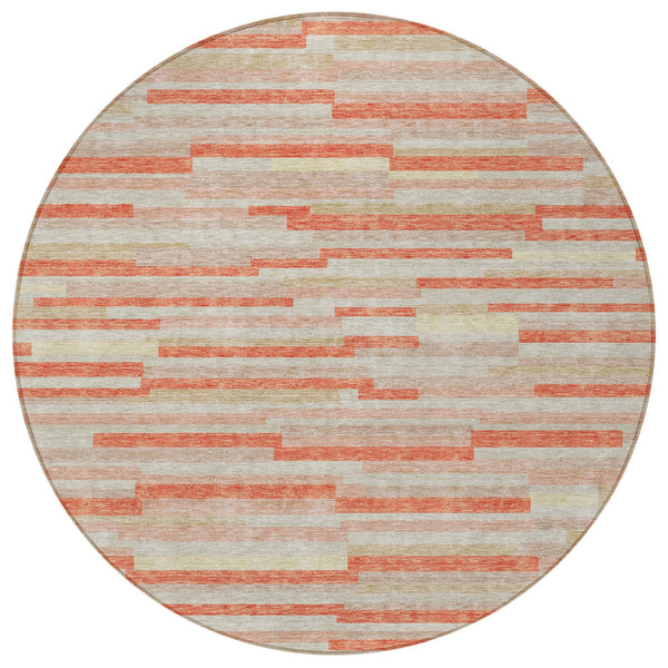 Homeroots 3' Brown And Ivory Striped Washable Area Rug - Stylish Comfort For Indoor And Outdoor Spaces 8' Round Polyester 593152