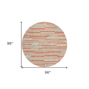 Homeroots 3' Brown And Ivory Striped Washable Area Rug - Stylish Comfort For Indoor And Outdoor Spaces 8' Round Polyester 593152