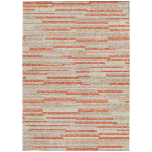 Homeroots 3' Brown And Ivory Striped Washable Area Rug - Stylish Comfort For Indoor And Outdoor Spaces 8' X 10' Polyester 593153