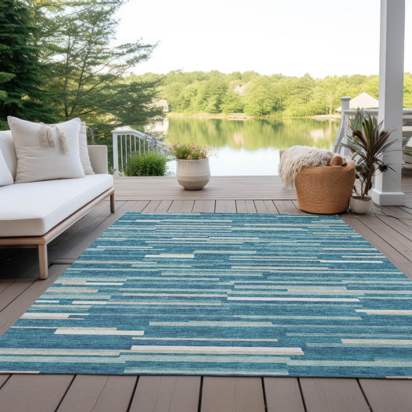 Homeroots 3' Brown And Ivory Striped Washable Area Rug - Stylish Comfort For Indoor And Outdoor Spaces 3' X 5' Polyester 593156