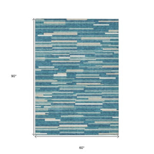 Homeroots 3' Brown And Ivory Striped Washable Area Rug - Stylish Comfort For Indoor And Outdoor Spaces 5' X 8' Polyester 593157