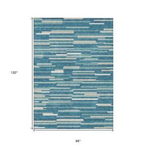 Homeroots 3' Brown And Ivory Striped Washable Area Rug - Stylish Comfort For Indoor And Outdoor Spaces 8' X 10' Polyester 593159