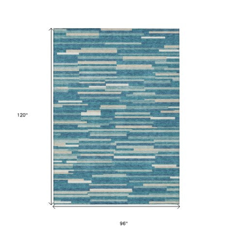 Homeroots 3' Brown And Ivory Striped Washable Area Rug - Stylish Comfort For Indoor And Outdoor Spaces 8' X 10' Polyester 593159