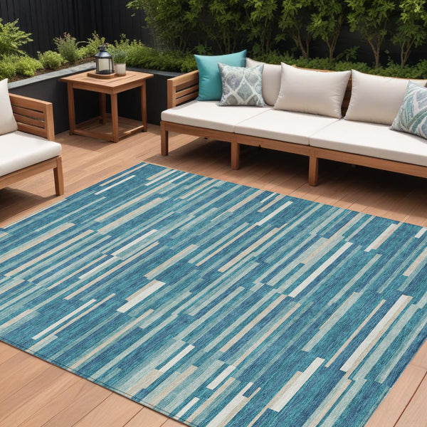 Homeroots 3' Brown And Ivory Striped Washable Area Rug - Stylish Comfort For Indoor And Outdoor Spaces 10' X 14' Polyester 593161
