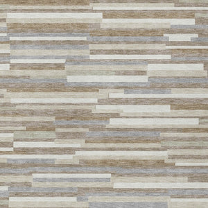 Homeroots 3' Brown And Ivory Striped Washable Area Rug - Stylish Comfort For Indoor And Outdoor Spaces 3' X 5' Polyester 593162