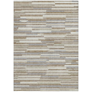 Homeroots 3' Brown And Ivory Striped Washable Area Rug - Stylish Comfort For Indoor And Outdoor Spaces 8' X 10' Polyester 593165