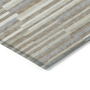 Homeroots 3' Brown And Ivory Striped Washable Area Rug - Stylish Comfort For Indoor And Outdoor Spaces 8' X 10' Polyester 593165