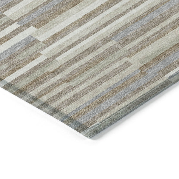 Homeroots 3' Brown And Ivory Striped Washable Area Rug - Stylish Comfort For Indoor And Outdoor Spaces 9' X 12' Polyester 593166