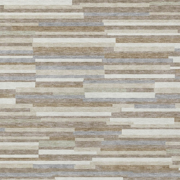 Homeroots 3' Brown And Ivory Striped Washable Area Rug - Stylish Comfort For Indoor And Outdoor Spaces 9' X 12' Polyester 593166