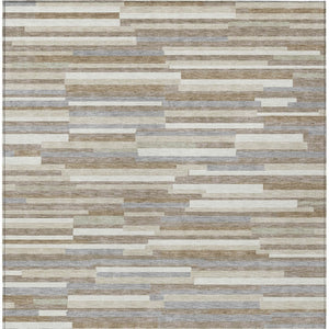 Homeroots 3' Brown And Ivory Striped Washable Area Rug - Stylish Comfort For Indoor And Outdoor Spaces 10' X 14' Polyester 593167