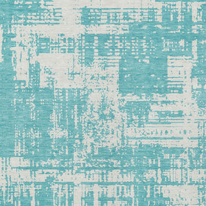Homeroots 3' Aqua And Ivory Abstract Washable Area Rug For Indoor Outdoor Spaces - Durable And Stylish Design 3' X 5' Polyester 593168