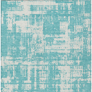 Homeroots 3' Aqua And Ivory Abstract Washable Area Rug For Indoor Outdoor Spaces - Durable And Stylish Design 3' X 5' Polyester 593168
