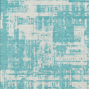 Homeroots 3' Aqua And Ivory Abstract Washable Area Rug For Indoor Outdoor Spaces - Durable And Stylish Design 8' X 10' Polyester 593171