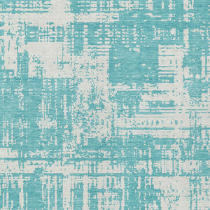 Homeroots 3' Aqua And Ivory Abstract Washable Area Rug For Indoor Outdoor Spaces - Durable And Stylish Design 9' X 12' Polyester 593172