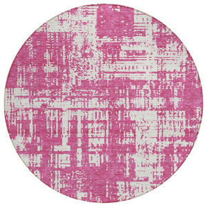 HomeRoots 5' Blush and Ivory Abstract Area Rug – Durable, Washable, Stylish Accent for Indoor & Outdoor Spaces 8' Round 593176