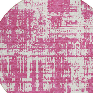 Homeroots 3' Aqua And Ivory Abstract Washable Area Rug For Indoor Outdoor Spaces - Durable And Stylish Design 8' Round Polyester 593176