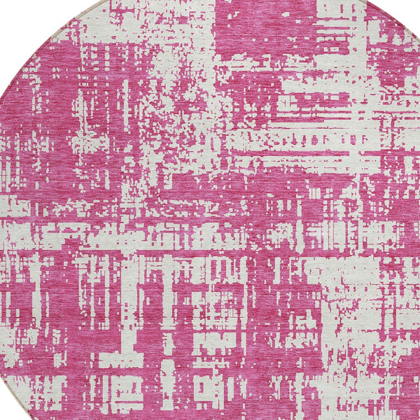 Homeroots 3' Aqua And Ivory Abstract Washable Area Rug For Indoor Outdoor Spaces - Durable And Stylish Design 8' Round Polyester 593176