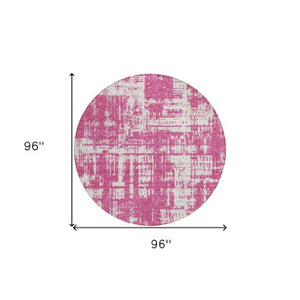 Homeroots 3' Aqua And Ivory Abstract Washable Area Rug For Indoor Outdoor Spaces - Durable And Stylish Design 8' Round Polyester 593176