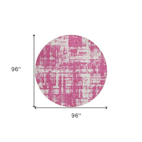 Homeroots 3' Aqua And Ivory Abstract Washable Area Rug For Indoor Outdoor Spaces - Durable And Stylish Design 8' Round Polyester 593176