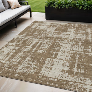 Homeroots 3' Aqua And Ivory Abstract Washable Area Rug For Indoor Outdoor Spaces - Durable And Stylish Design 5' X 8' Polyester 593181