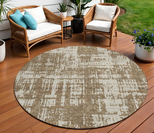 Homeroots 3' Aqua And Ivory Abstract Washable Area Rug For Indoor Outdoor Spaces - Durable And Stylish Design 8' Round Polyester 593182