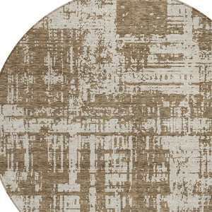 Homeroots 3' Aqua And Ivory Abstract Washable Area Rug For Indoor Outdoor Spaces - Durable And Stylish Design 8' Round Polyester 593182