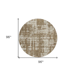 Homeroots 3' Aqua And Ivory Abstract Washable Area Rug For Indoor Outdoor Spaces - Durable And Stylish Design 8' Round Polyester 593182