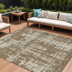 Homeroots 3' Aqua And Ivory Abstract Washable Area Rug For Indoor Outdoor Spaces - Durable And Stylish Design 8' X 10' Polyester 593183